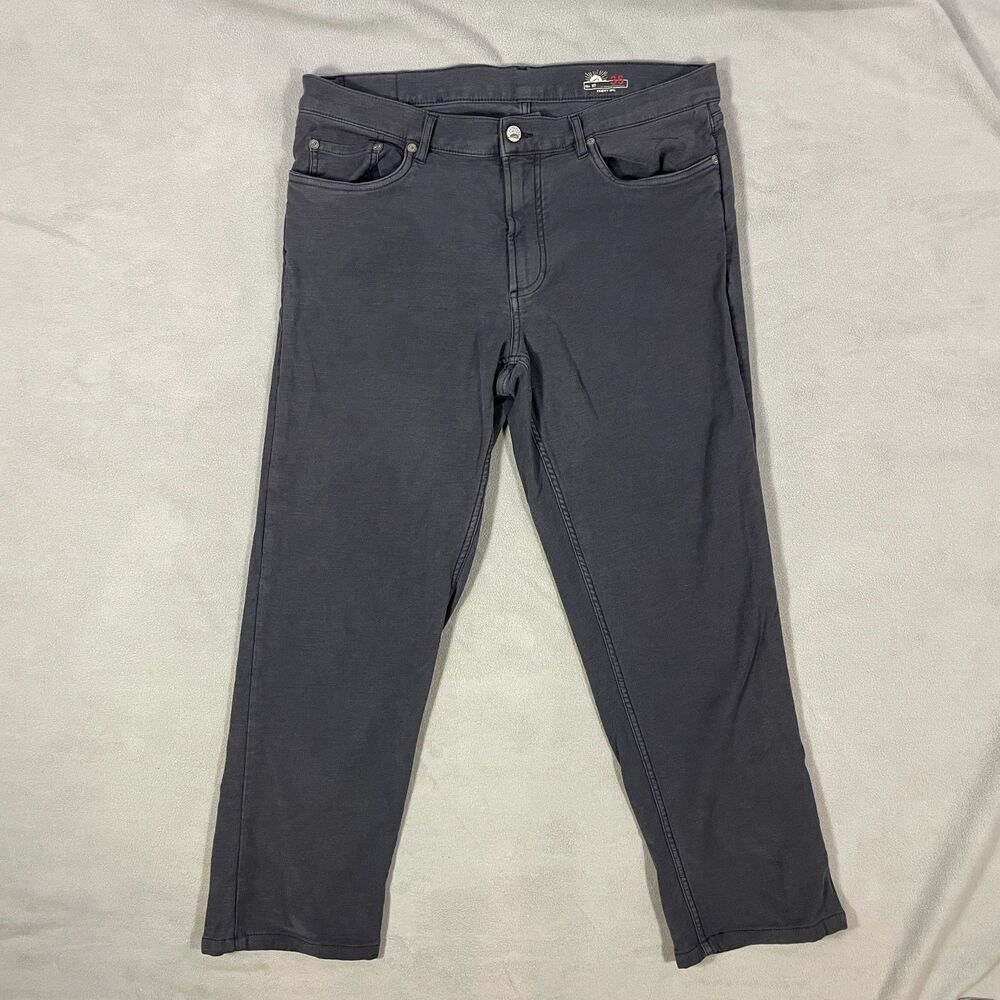 Faherty Pants Mens 35x26 Navy Blue Stretch Terry 5 Pocket Slim Straight Stretch